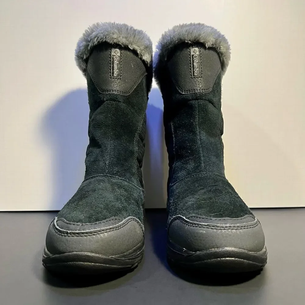 Womens COLUMBIA Ice Maiden II Black Waterproof Winter Faux Fur Boots / Size 6
